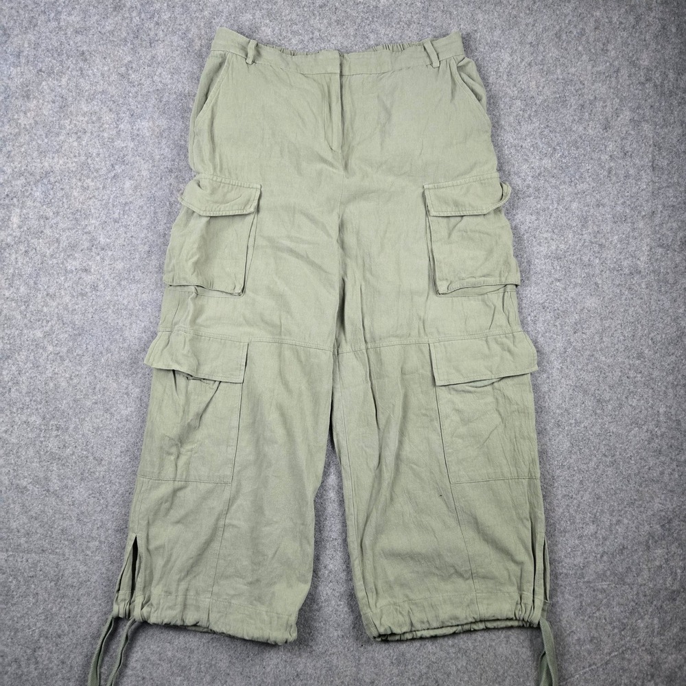If By Sea Cargo Pants Womens Large Green Utility Pockets Drawstring Gorpcore